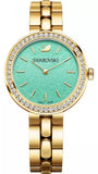 Swarovski Daytime Crystals Turquoise Dial Gold Steel Strap Watch for Women - 5182212