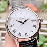 Tissot T Classic Carson White Dial Black Leather Strap Watch for Men - T085.410.16.013.00