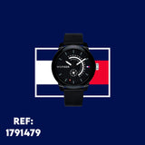 Tommy Hilfiger Denim Quartz Black Dial Black Leather Strap Watch for Men - 1791479