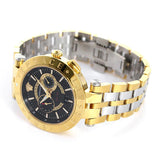 Versace V-Race Quartz Black Dial Gold Steel Strap Watch For Men - VEBV00519