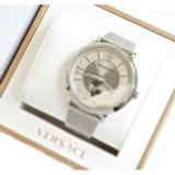 Versace V-Circle Silver Dial Silver Mesh Bracelet Watch for Men - VBQ060017