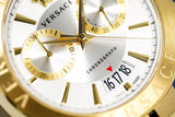Versace V Racer Chronograph White Dial Gold Steel Strap Watch for Men - VBR060017