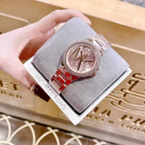 Michael Kors Camille Three Hand Rose Gold Dial Rose Gold Steel Strap Watch For Women - MK7197