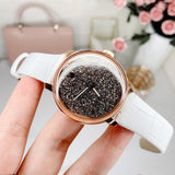 Swarovski Crystalline Hours Quartz Grey Dial Black Leather Strap Watch for Women - 5344635