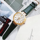 Versace Aion Chronograph White Dial Green Leather Strap Watch for Men - VBR020017