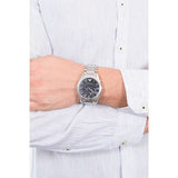 Emporio Armani Valente Chronograph Quartz Black Dial Silver Steel Strap Watch For Men - AR11083