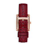 Michael Kors Emery Quartz Diamonds Silver Dial Red Leather Strap Watch For Women - MK4689