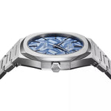 D1 Milano Ultra Thin Olympic Blue Dial Silver Steel Strap Watch for Men - D1-UTBJ35