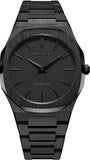 D1 Milano Ultra Thin Shadow Black Dial Black Steel Strap Watch for Men - D1-UTBJSH