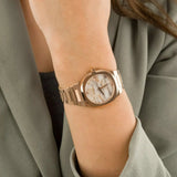 D1 Milano Ultra Thin Marble Dial Rose Gold Steel Strap Watch for Women - D1-UTBL14