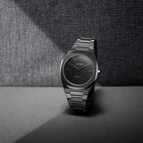 D1 Milano Ultra Thin Black Dial Gray Steel Strap Watch for Men - D1-UTBJ15