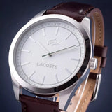 Lacoste Edmonton White Dial Brown Leather Strap Watch for Men - 2010893